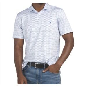 Tailorbyrd White W/Martini Glass Print Performance Golf Polo - Mens Size LARGE